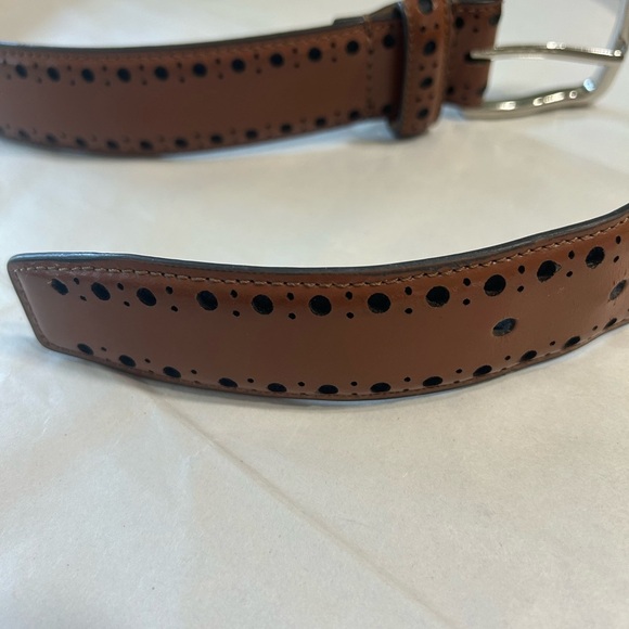Cole Haan Brown Leather Belt with Classic Metal Buckle - Picture 12 of 16